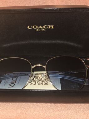 COACH Aviator Sunglasses in Gold with Black Lenses